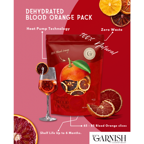 Dehydrated Blood Orange Garnish – 4oz, 65+ Slices | ToGarnish - ToGarnish