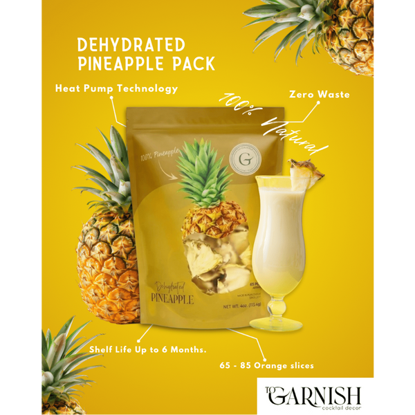 Dehydrated Pineapple Garnish – 4oz, 65+ Slices | ToGarnish - ToGarnish